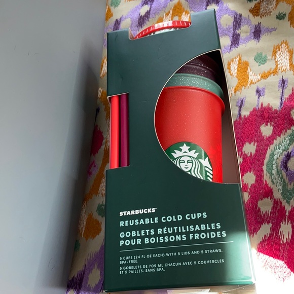 ❤️New STARBUCKS Holiday Glitter Cold Cup Set Venti
